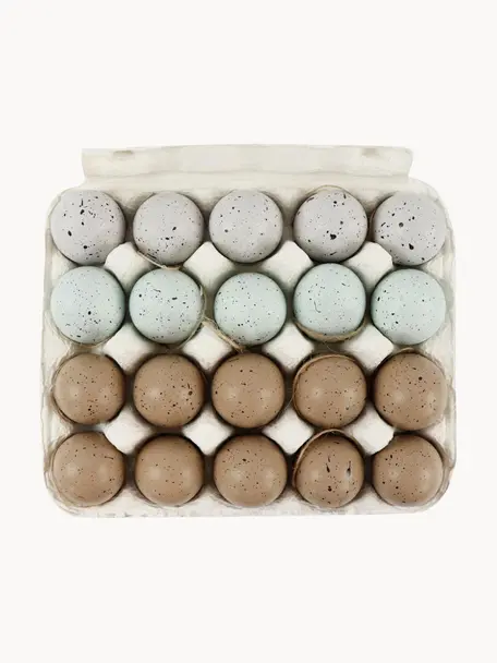 Komplet dekoracyjnych jajek wielkanocnych Natural Sparkle, 20 elem., Kurze jajka, tektura, Brązowy, biały, czarny, niebieski, szary, Ø 6 x W 6 cm