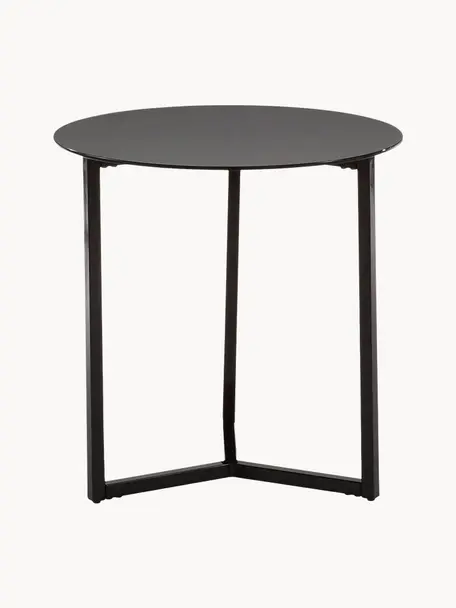 Table d'appoint avec plateau en verre Raeam, Noir, Ø 50 x haut. 50 cm