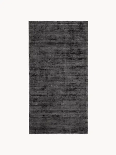 Alfombra artesanal de viscosa Jane, Parte superior: 100% viscosa, Reverso: 100% algodón El material , Gris antracita, An 160 x L 230 cm (Tamaño M)