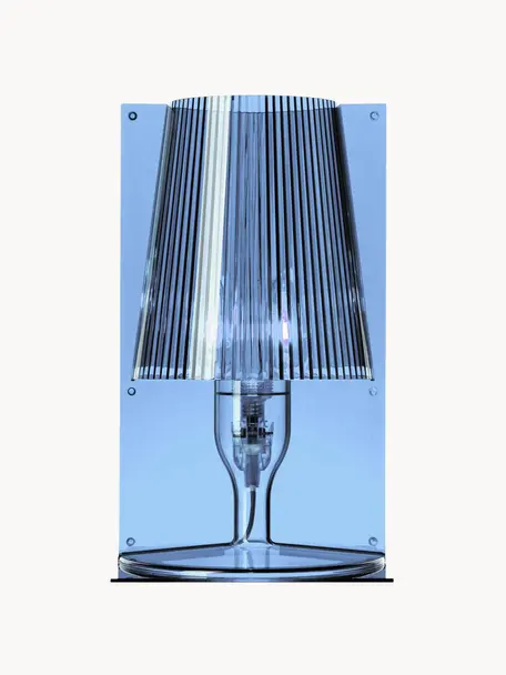 Malá stolová LED lampa Take, Modrá, priehľadná, Š 19 x V 31 cm