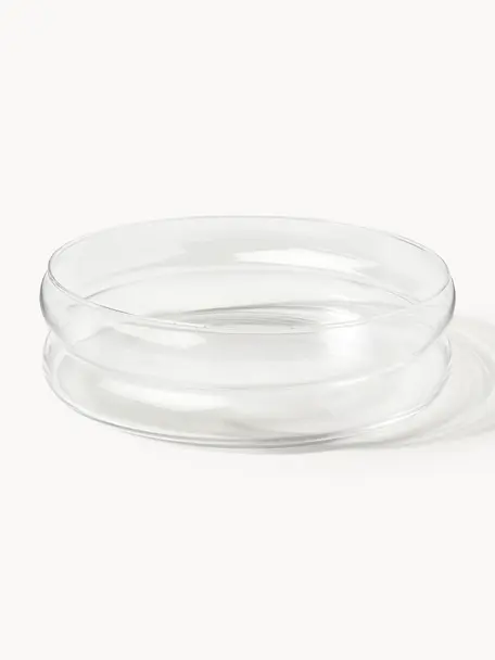 Mondgeblazen serveerschaal Bubbly, Natronkalkglas, Transparant, Ø 25 x H 7 cm