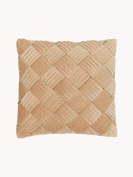 Sametový povlak na polštář se strukturovaným vzorem Sina, Samet (100 % bavlna), Okrová, Š 45 cm, D 45 cm