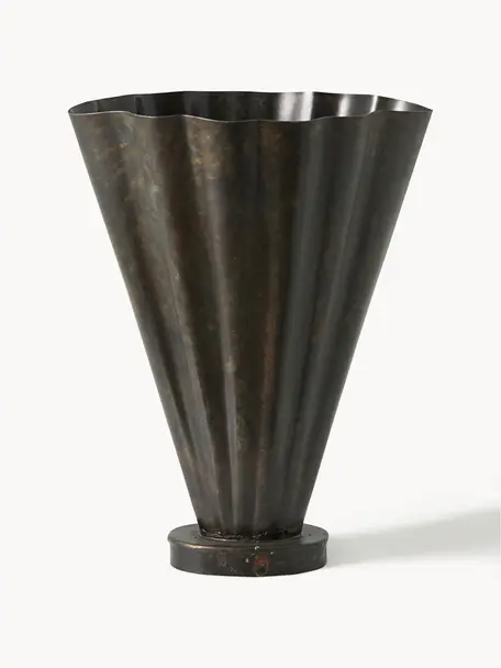 Vase en métal Coll, haut. 36 cm, Métal enduit, Taupe, larg. 24 x haut. 36 cm