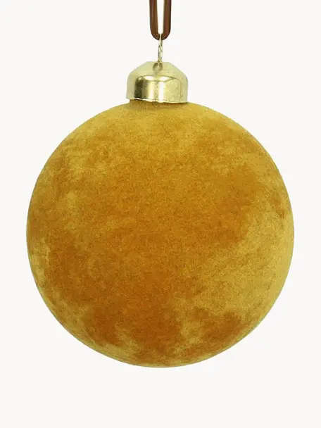 Samt-Weihnachtskugeln-Set Elvien, 6 Stück, Gelb, Ø 8 cm