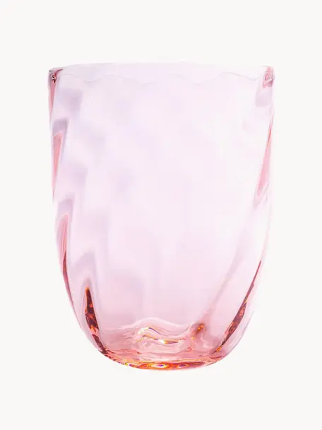 Set de vasos artesanales Swirl, 6 uds., Vidrio, Rosa, Ø 7 x Al 10 cm, 250 ml