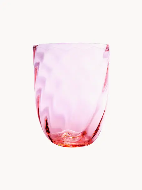 Verres à eau soufflés bouche Swirl, 6 pièces, Verre, Rose, Ø 7 x haut. 10 cm, 250 ml