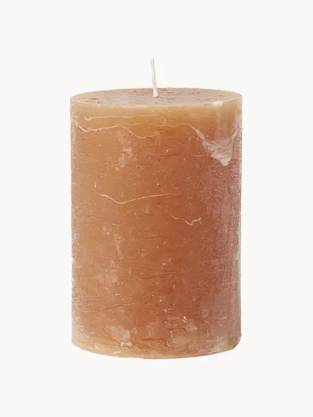 Handgefertigte Stumpenkerze Rustic, Paraffin, Orange, Ø 7 x H 20 cm
