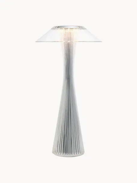 Lampada da tavolo piccola portatile da esterno Space, Plastica, Argentato, Ø 15 x Alt. 30 cm