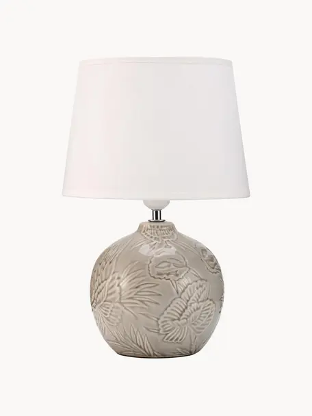 Tischlampe Tender Love, Lampenschirm: Stoff, Lampenfuß: Keramik, Weiß, Greige, Ø 25 x H 37 cm