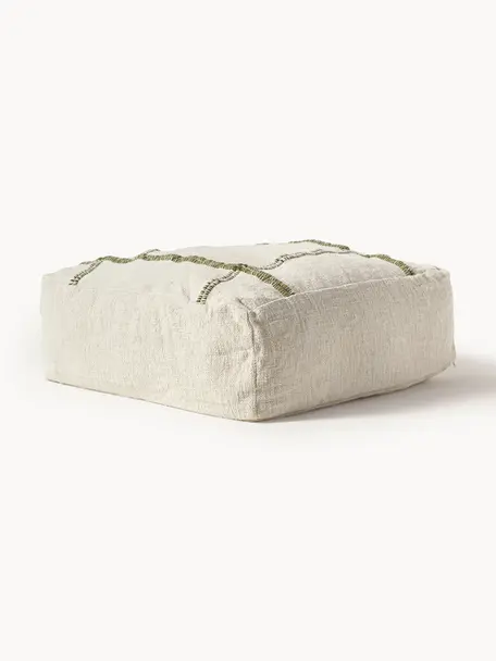 Coussin de sol en coton artisanal Catalina, 100 % coton

Le matériau est certifié STANDARD 100 OEKO-TEX®, 21.HIN.56576, Hohenstein HTTI, Beige clair, vert olive, larg. 70 x haut. 25 cm