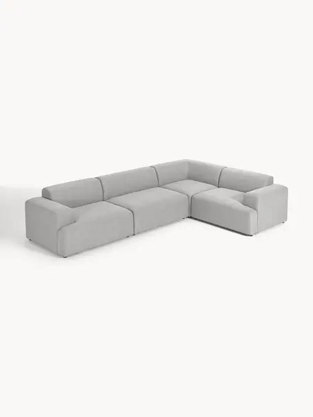 Grosses Ecksofa Melva (4-Sitzer), Bezug: 100 % Polyester Der strap, Gestell: Massives Kiefern- und Fic, Webstoff Hellgrau, B 339 x T 220 cm, Eckteil rechts