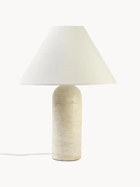 Grande lampe à poser avec socle en marbre Gia, Beige, marbré, Ø 46 x haut. 60 cm