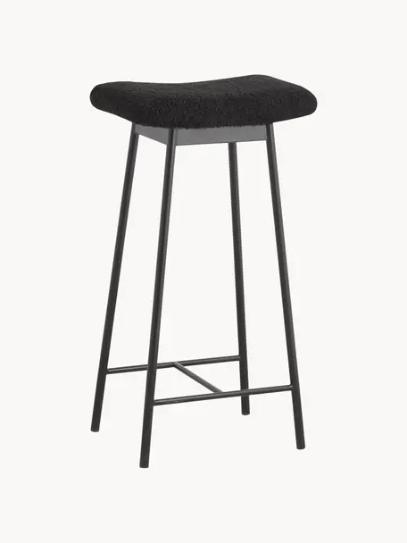 Plyšová barová stolička Zala, Plyšová čierna, D 42 x V 72 cm