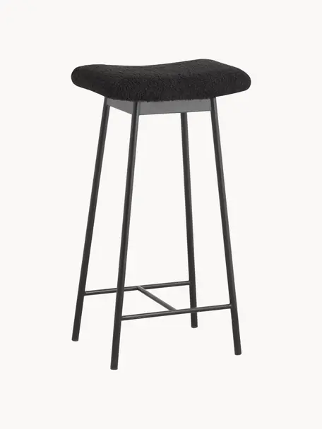 Tabouret de bar en peluche Zala, Peluche noir, larg. 42 x haut. 72 cm