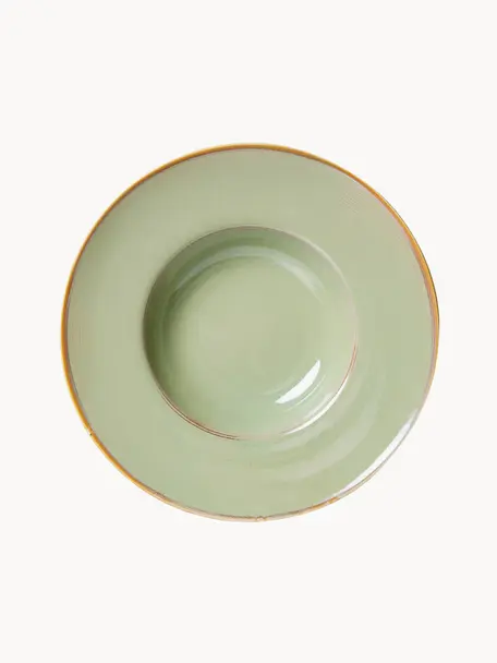 Assiettes à pâtes en porcelaine peinte à la main Chef, 4 pièces, Porcelaine, Vert olive, Ø 29 cm