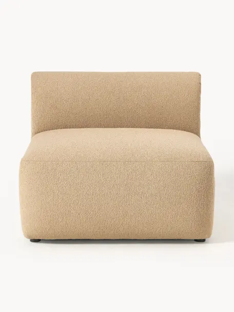 Módulo central en tejido bouclé Sofia, Tapizado: tejido bouclé (100% polié, Estructura: madera de abeto, tablero , Patas: plástico Este producto es, Bouclé beige, An 87 x F 103 cm