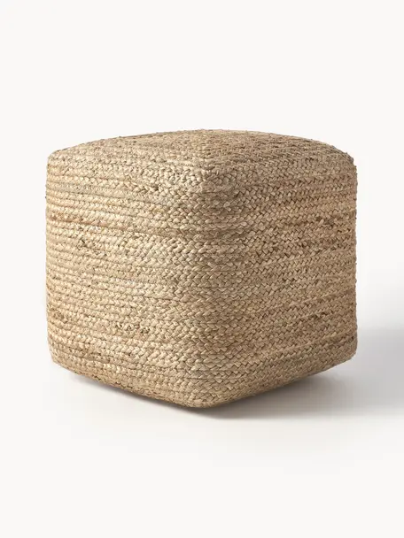 Handgefertigter Pouf Bono aus Jute, Bezug: Jute, Beige, B 45 x H 45 cm