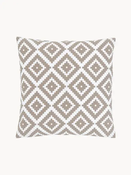 Kussenhoes Miami met grafisch patroon, 100% katoen, Taupe, wit, B 45 x L 45 cm