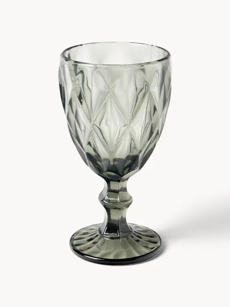 Weingläser Colorado mit Strukturmuster, 4 Stück, Glas, Grau, Transparent, Ø 9 x H 17 cm, 320 ml
