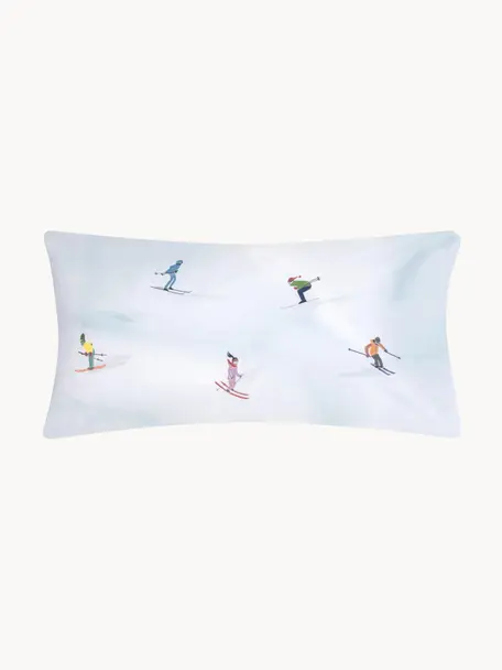 Poszewka na poduszkę z perkalu Ski od Kery Till, 2 szt., Jasny niebieski, biały, S 40 x D 80 cm