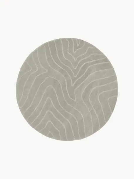 Okrúhly ručne tuftovaný vlnený koberec Aaron, Hnedosivá, Ø 120 cm (veľkosť S)