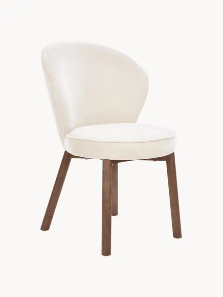 Čalúnená stolička Serena, Biela látka, jaseňové drevo, hnedé lakované, Š 56 x H 64 cm