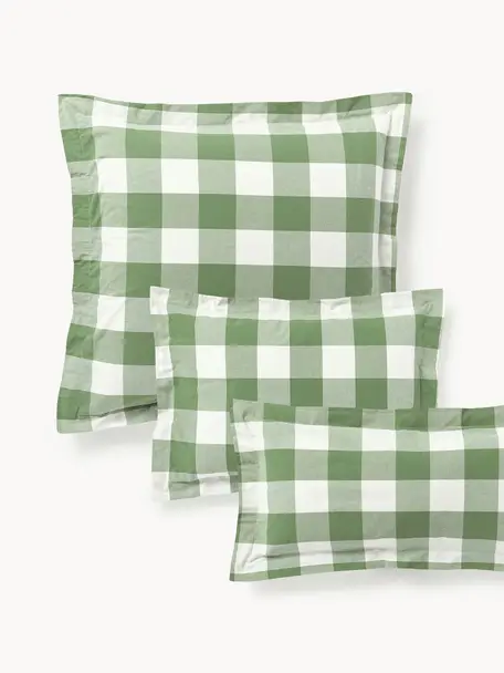 Funda de almohada de algodón Nels, Tonos verdes, blanco, An 45 x Al 110 cm