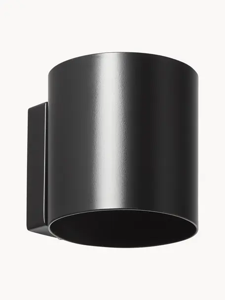 Kleine wandlamp Roda, Lampenkap: gepoedercoat ijzer, Mat zwart, B 10 x H 10 cm