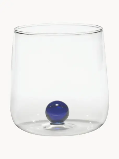 Bicchieri acqua fatti a mano Bilia 6 pz, Il vetro borosilicato è un materiale leggero ma robusto. Grazie alla sua resistenza alla temperatura è adatto anche per bevande calde., Trasparente, blu scuro, Ø 9 x Alt. 9 cm, 440 ml