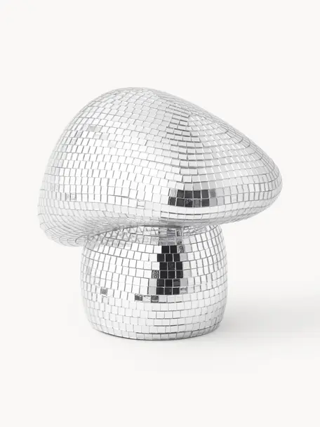 Glitzerndes Deko-Objekt Disco Mushroom, Glas, Harz, Silberfarben, Ø 16 cm