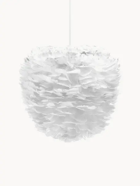 Hanglamp Eos Evia van veren, verschillende formaten, Lampenkap: ganzenveren, RDS-gecertif, Wit, Ø 40 x H 39 cm