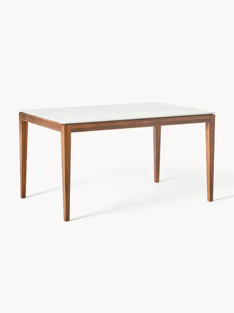 Jedálenský stôl s mramorovým vzhľadom Jackson, Dubové drevo, hnedá lakovaná, Š 140 x H 90 cm