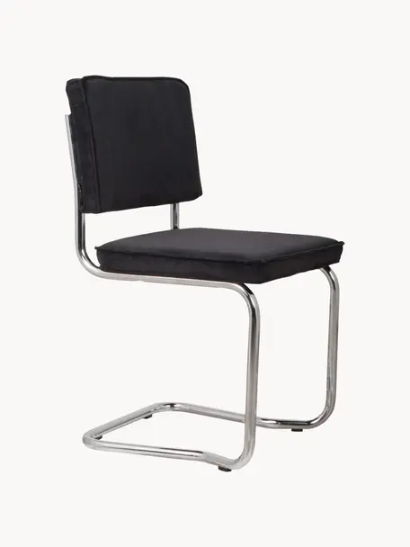 Manšestrová židle Kink, Černá chromová, Š 48 cm, H 48 cm