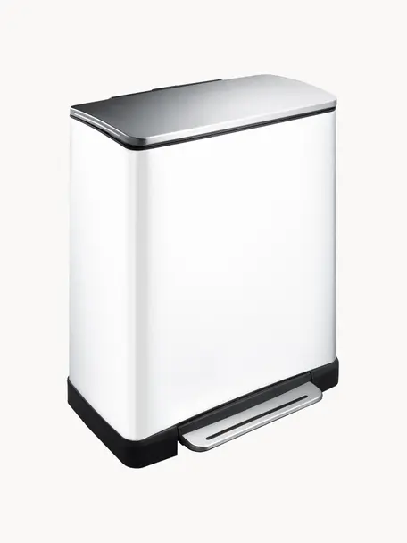 Abfalleimer Recycle E-Cube, 28 L + 18 L, Behälter: Stahl, Weiß, matt, B 50 x T 35 cm, 28 L + 18 L