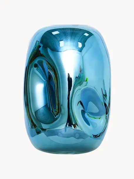 Dizajnová váza Gorgi, V 22 cm, Sklo, galvanizovaný, Modrá, Ø 15 x V 22 cm