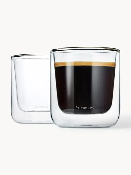 Mugs double paroi Nero, 2 pièces, Verre, Transparent, Ø 8 x haut. 9 cm, 200 ml