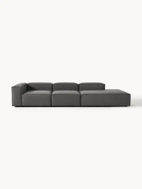 Diván modular grande Lennon, Tapizado: 100% poliéster Alta resis, Estructura: madera contrachapada de p, Patas: plástico Este producto es, Tejido gris antracita, An 357 x F 119 cm, reposabrazos izquierdo