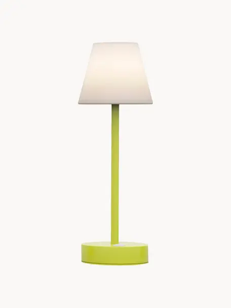 Lampada da tavolo portatile a LED dimmerabile da esterno con funzione touch Lola, Paralume: polipropilene, Bianco, verde chiaro, Ø 11 x Alt. 32 cm