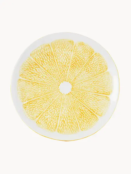 Speiseteller Lemon, 4 Stück, Keramik, Hellgelb, Weiß, Ø 27 cm