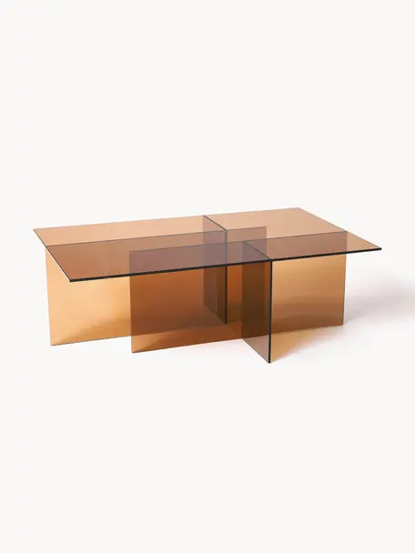 Sklenený konferenčný stolík Anouk, Sklo, Hnedá, priehľadná, Š 102 x V 35 cm