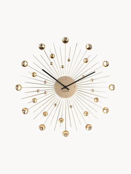 Nástenné hodiny Sunburst, Potiahnutý kov, Odtiene zlatej, Ø 50 x H 4 cm