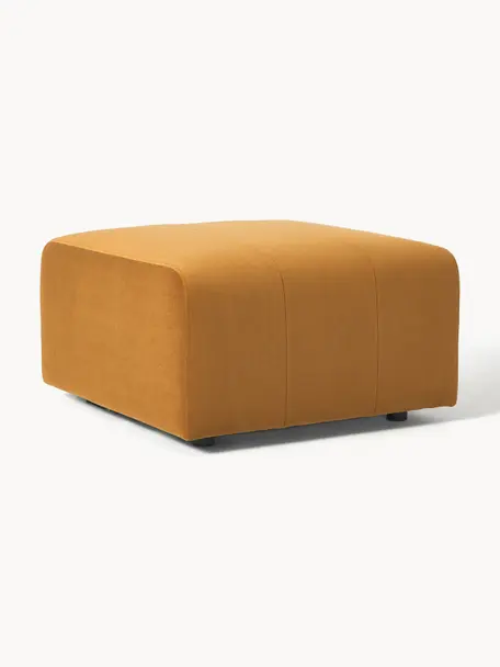 Reposapiés puf de terciopelo Lena, Tapizado: terciopelo (100% poliéste, Estructura: madera de pino, contracha, Patas: plástico., Terciopelo ocre, An 76 x F 76 cm