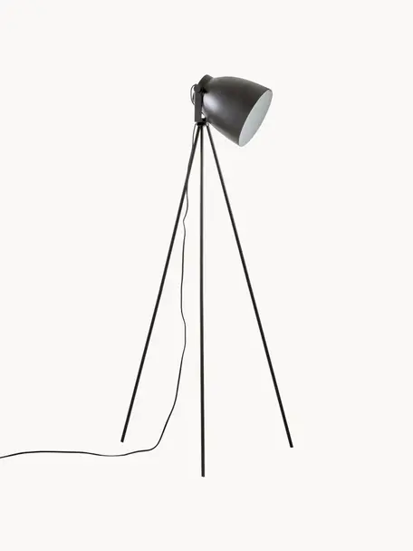 Kleine Tripod Leselampe Studio, Lampenschirm: Stahl, Lampenfuß: Stahl, Schwarz, H 130 cm