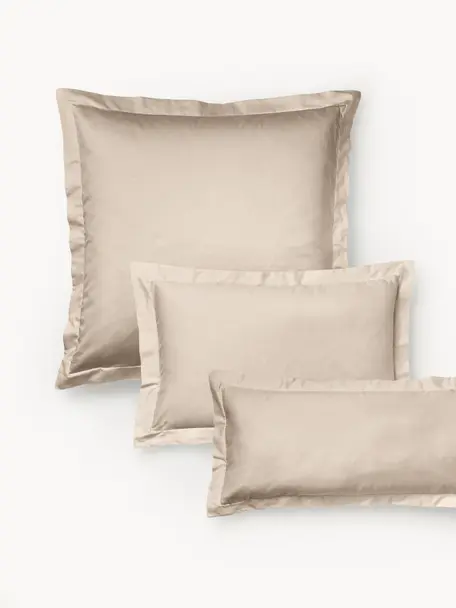 Taie d'oreiller en satin de coton Premium, Beige, larg. 50 x long. 70 cm