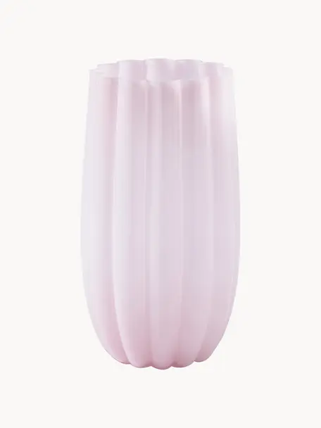 Ručně foukaná skleněná váza Melon, V 38 cm, Ručně foukané sklo, Světle růžová, Ø 21 cm, V 38 cm