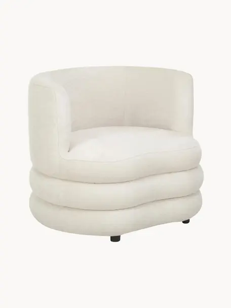 Design fauteuil Solomon, Bekleding: 56% viscose, 21% polyeste, Frame: massief sparrenhout, FSC-, Poten: kunststof., Bouclé crèmewit, B 95 x D 80 cm