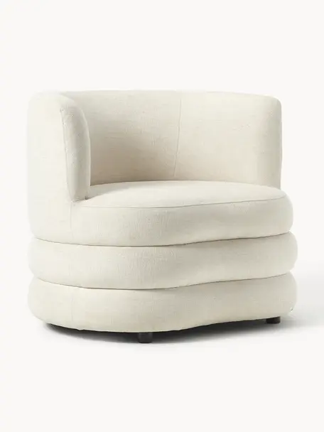 Fauteuil design en bouclette Solomon, Bouclette blanc crème, larg. 95 x prof. 80 cm