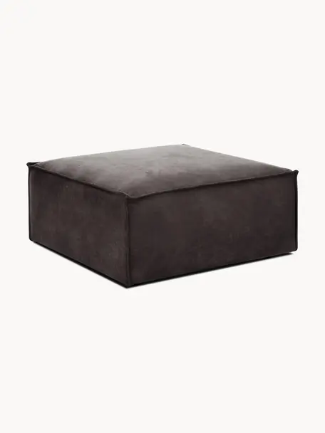 Pouf en cuir recyclé Lennon, Cuir taupe, larg. 88 x prof. 88 cm