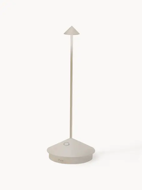 Kleine mobiele LED tafellamp Pina, dimbaar, Lamp: aluminium, gecoat, Beige, Ø 11 x H 29 cm