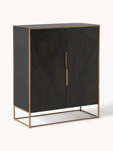 Credenza alta in legno di mango Harry, Legno di mango, dorato, Larg. 100 x Alt. 120 cm